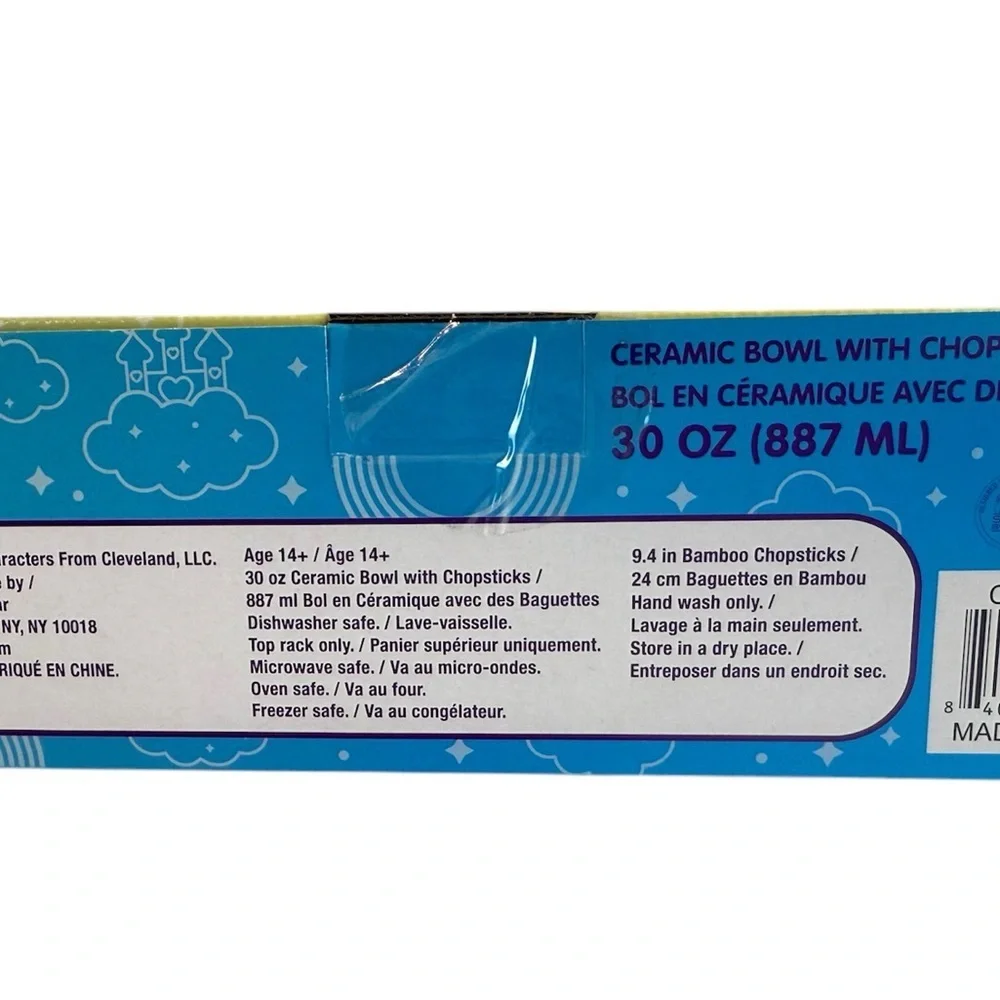 Care Bears‎ Ceramic Bowl with Chopsticks 20 oz Cartoo Ramen Noodle Soup Dish